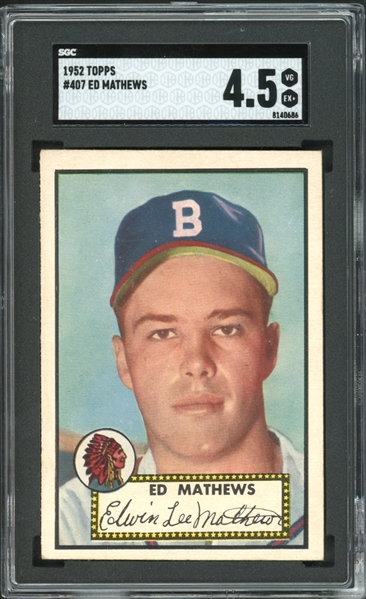 1952 Topps #407 Ed Mathews SGC 4.5 VG-EX+