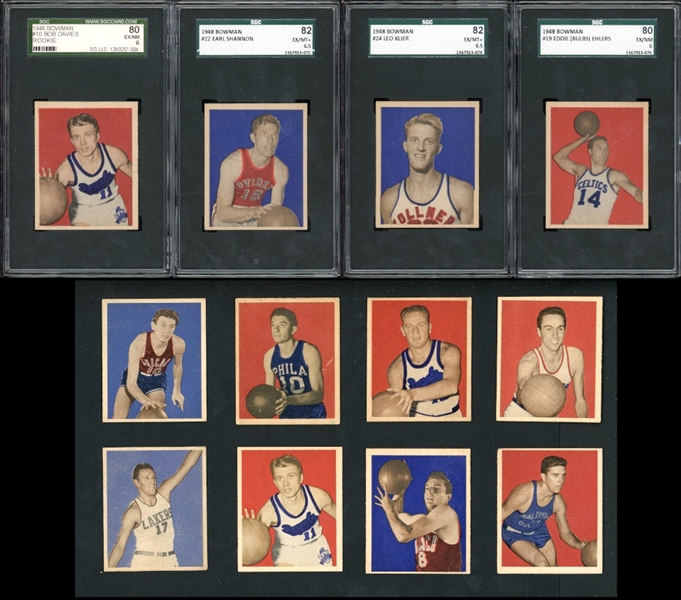 1948 Bowman Basketball Group Of 82 Cards With Many HOFers SGC