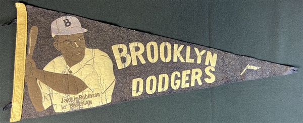 1950s Jackie Robinson Brooklyn Dodgers Felt Pennant 