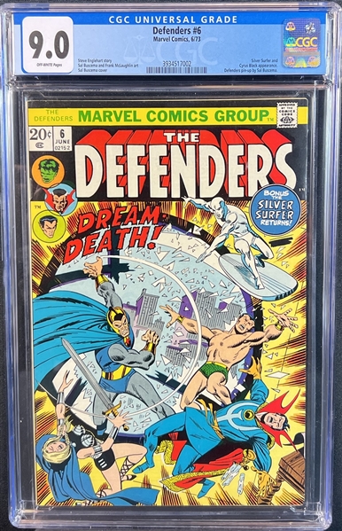 The Defenders #6 June 1973 CGC 9.0 Off-White Pages