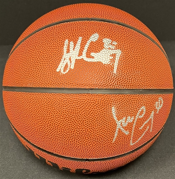 Stephen And Seth Curry Autographed Basketball PSA LOA