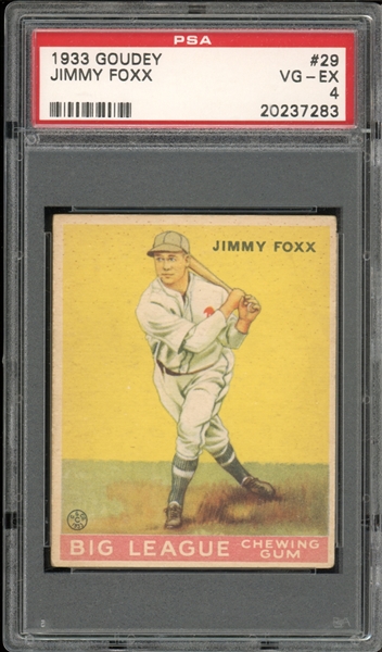 1933 Goudey #29 Jimmy Foxx PSA 4 VG-EX