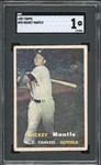 1957 Topps #95 Mickey Mantle SGC 1 POOR