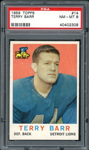 1959 Topps #14 Terry Barr PSA 8 NM-MT