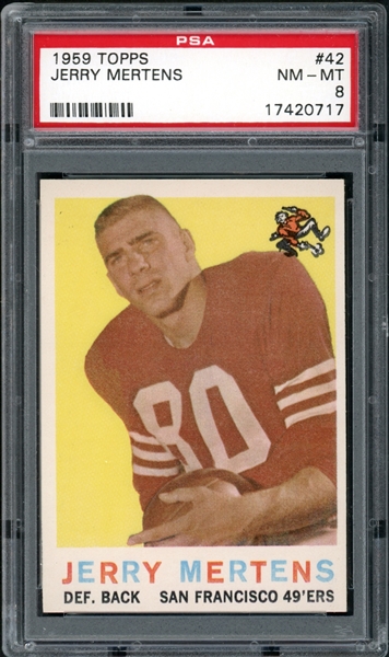 1959 Topps #42 Jerry Mertens PSA 8 NM-MT