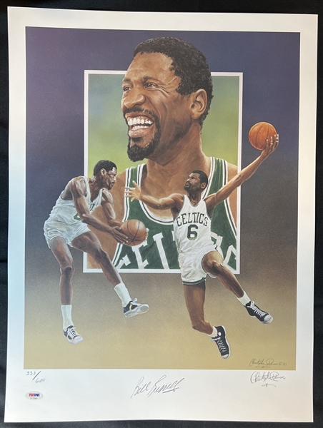 Bill Russell Autographed 18 x 24 Lithograph by Christopher Paluso PSA COA