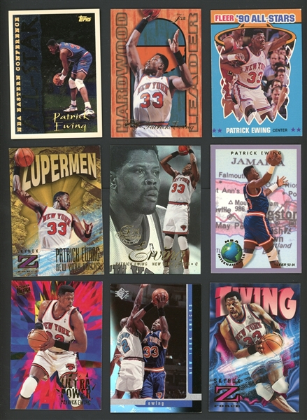 1990s Patrick Ewing Shoebox Lot Of 54 With 200 Extra Basketball Cards With Stars And HOFers