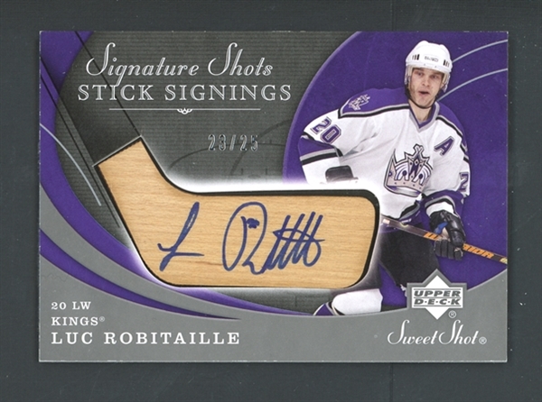 2007-08 UD Sweet Shot Signature Shots Stick Signings (23/25) #SSS-LR Luc Robitaille