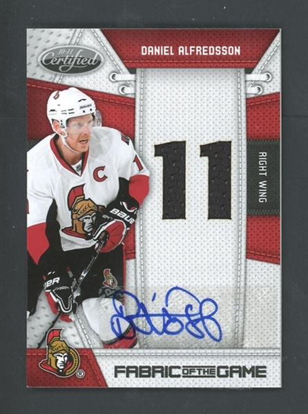 2010-11 Panini Certified Fabric Of The Game (21/25) #DA Daniel Alfredsson