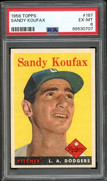 1958 Topps #187 Sandy Koufax PSA 6 EX-MT