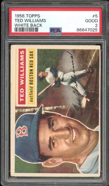 1956 Topps #5 Ted Williams White Back PSA 2 GOOD