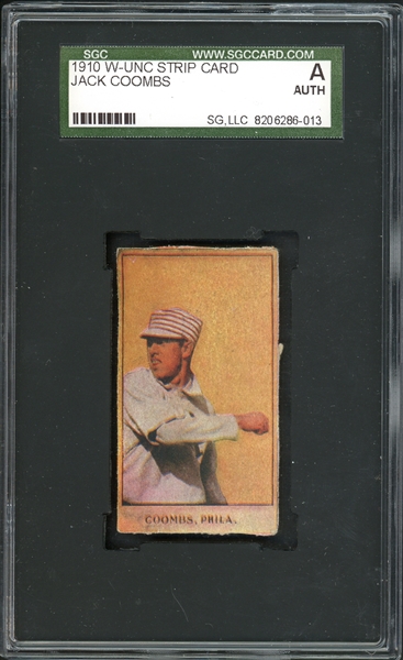 1910 W-UNC Strip Card Jack Coombs SGC Authentic