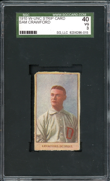 1910 W-UNC Strip Card Sam Crawford SGC 3 VG Highest Graded