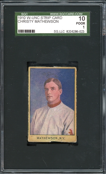 1910 W-UNC Strip Card Christy Mathewson SGC 1 POOR Highest Graded