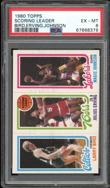 1980 Topps Scoring Leaders Bird/Erving/Johnson PSA 6 EX-MT