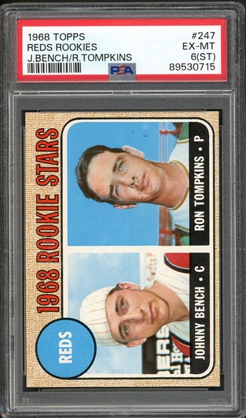 1968 Topps #247 Reds Rookies Johnny Bench PSA 6 EX-MT (ST)