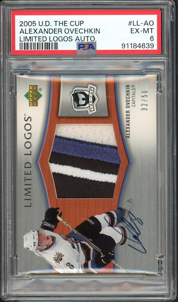 2005 Upper Deck The Cup Limited Logos Autograph #LL-AO Alexander Ovechkin PSA 6 EX-MT