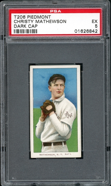 1909-11 T206 Piedmont 350/25 Christy Mathewson Dark Cap PSA 5 EX