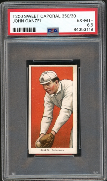 1909-11 T206 Sweet Caporal 350/30 John Ganzel PSA 6.5 EX-MT+