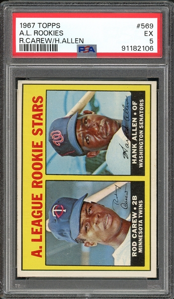 1967 Topps #569 A.L Rookie Stars Carew/Allen PSA 5 EX