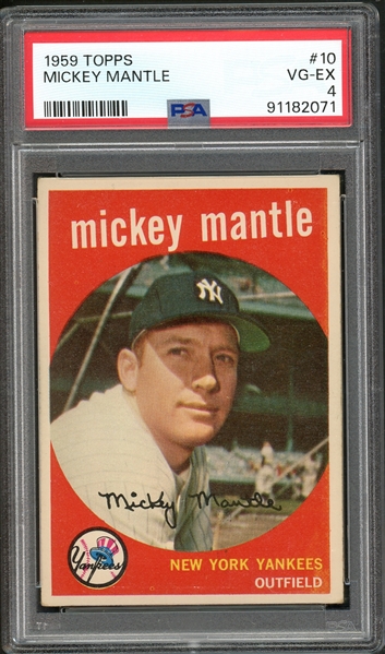 1959 Topps #10 Mickey Mantle PSA 4 VG-EX