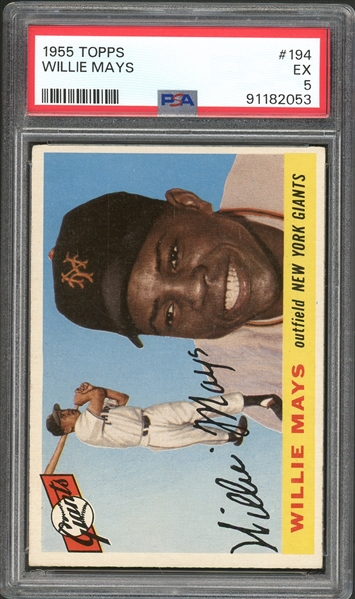 1955 Topps #194 Willie Mays PSA 5 EX