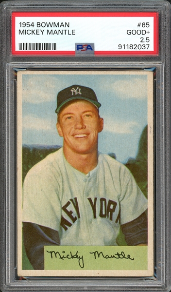 1954 Bowman #65 Mickey Mantle PSA 2.5 GOOD+