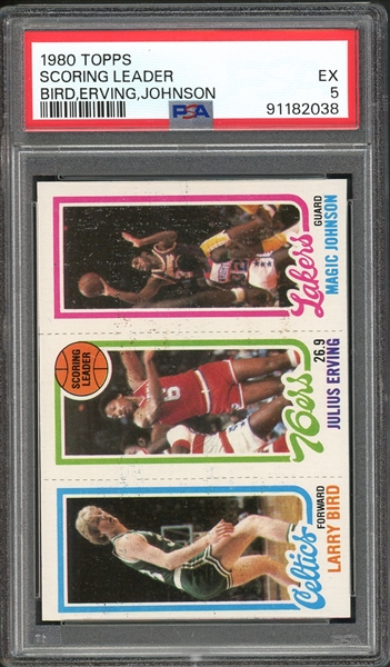 1980 Topps Scoring Leaders Bird/Erving/Johnson PSA 5 EX