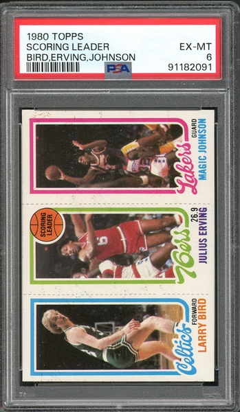 1980 Topps Scoring Leaders Bird/Magic/Erving PSA 6 EX-MT