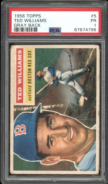 1956 Topps #5 Ted Williams Gray Back PSA 1 PR