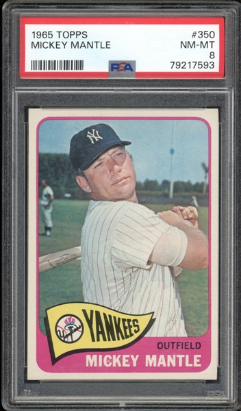 1965 Topps #350 Mickey Mantle PSA 8 NM-MT