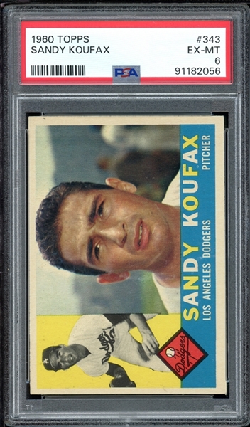 1960 Topps #343 Sandy Koufax PSA 6 EX-MT