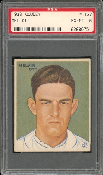 1933 Goudey #127 Mel Ott PSA 6 EX-MT