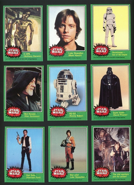 1977 Topps Star Wars Series 4 Green Border Higher Grade Partial Set 48/66 With Stickers 7/11 With Duplicates