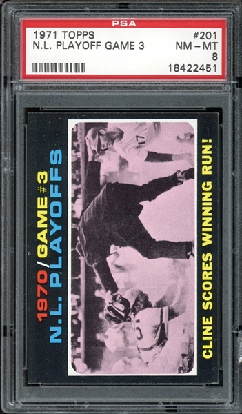 1971 Topps #201 NL Playoff Gane 3 PSA 8 NM-MT