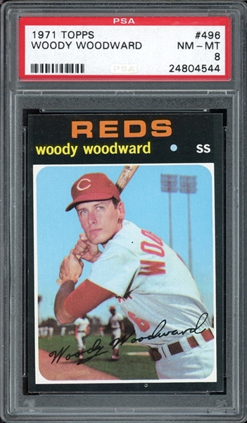 1971 Topps #496 Woody Woodward PSA 8 NM-MT