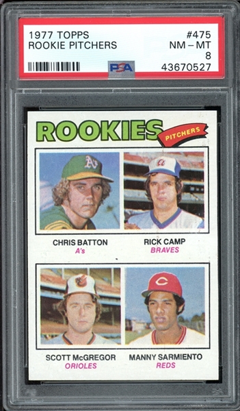 1977 Topps #475 Rookie Pitchers PSA 8 NM-MT