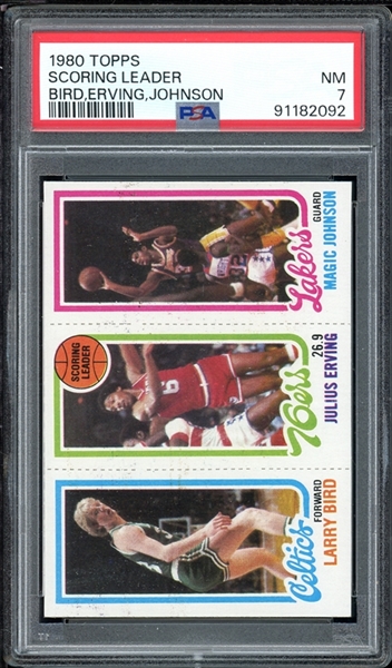 1980 Topps Scoring Leader Bird/Erving/Johnson PSA 7 NM