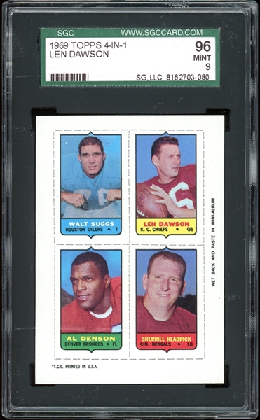 1969 Topps 4-In-1 Len Dawson SGC 9 MINT