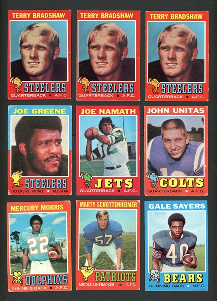 1971 Topps Football Partial Set 152/263 With 3 Bradshaw Rookies Stars HOFers Duplicates