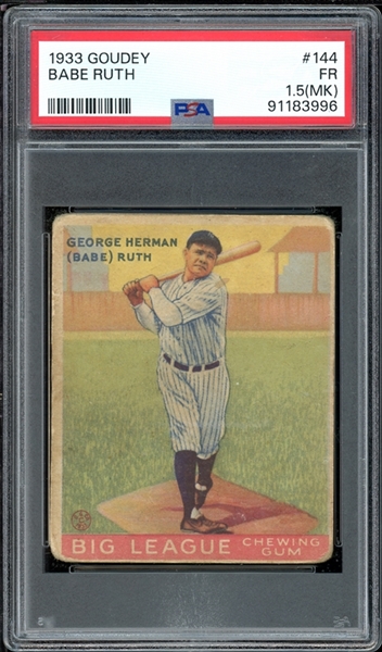 1933 Goudey #144 Babe Ruth PSA 1.5 FAIR (MK)