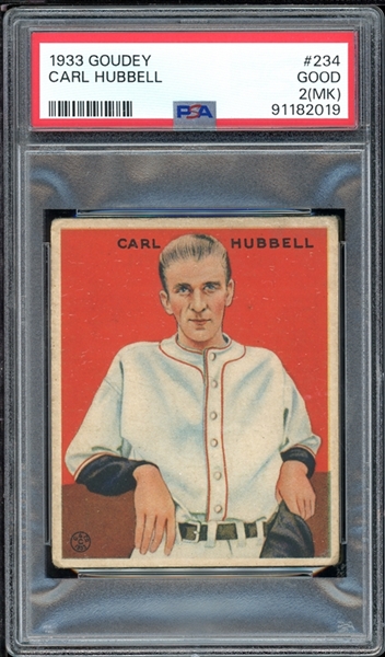 1933 Goudey #234 Carl Hubbell PSA 2 GOOD (MK)