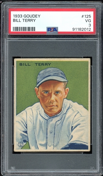 1933 Goudey #125 Bill Terry PSA 3 VG