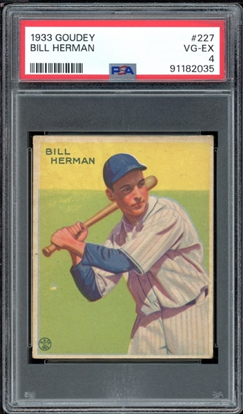 1933 Goudey #227 Bill Herman PSA 4 VG-EX