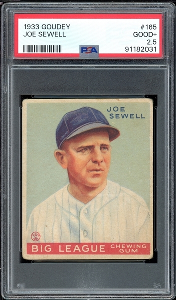 1933 Goudey #165 Joe Sewell PSA 2.5 GOOD+