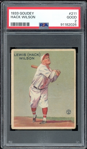 1933 Goudey #211 Hack Wilson PSA 2 GOOD