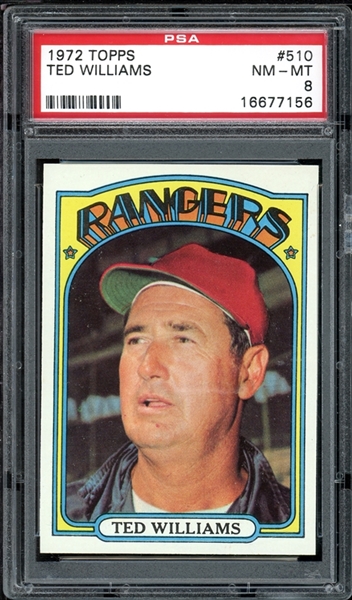 1972 Topps #510 Ted Williams PSA 8 NM-MT