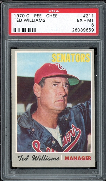 1970 O-Pee-Chee #211 Ted Williams PSA 6 EX-MT