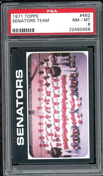 1971 Topps #462 Senators Team PSA 8 NM-MT