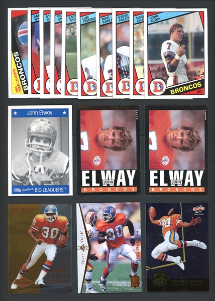 1960s-90s Denver Broncos Shoebox Lot Of 37 With Elway Rookie Card